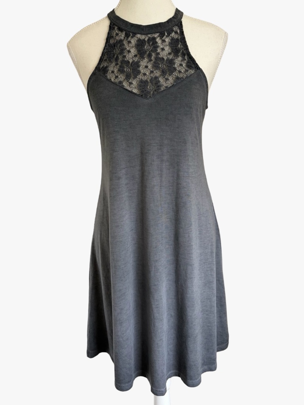 Mudd Grey Tones Lace Front Tank Style Summer Beach Dress- Sz-S